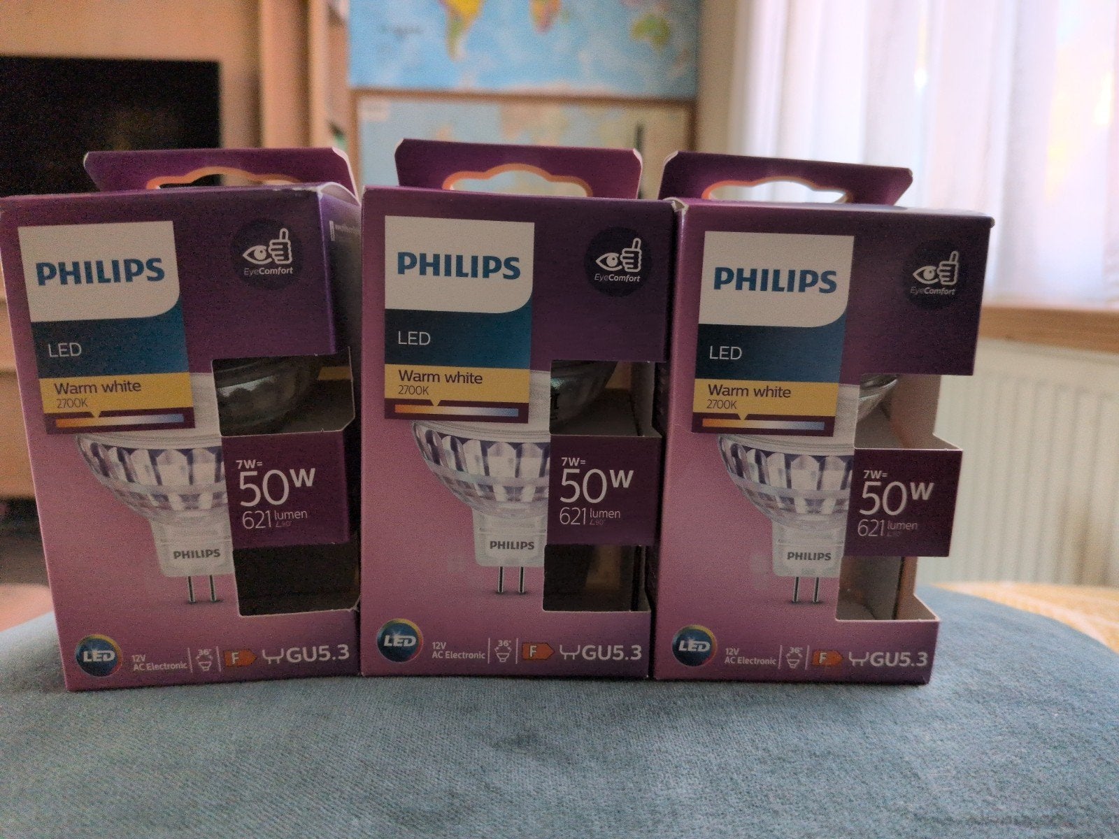3 Ampoules led Philips GU5,3, Maison & Meubles, Enlèvement, Neuf, Verre, GU5.3