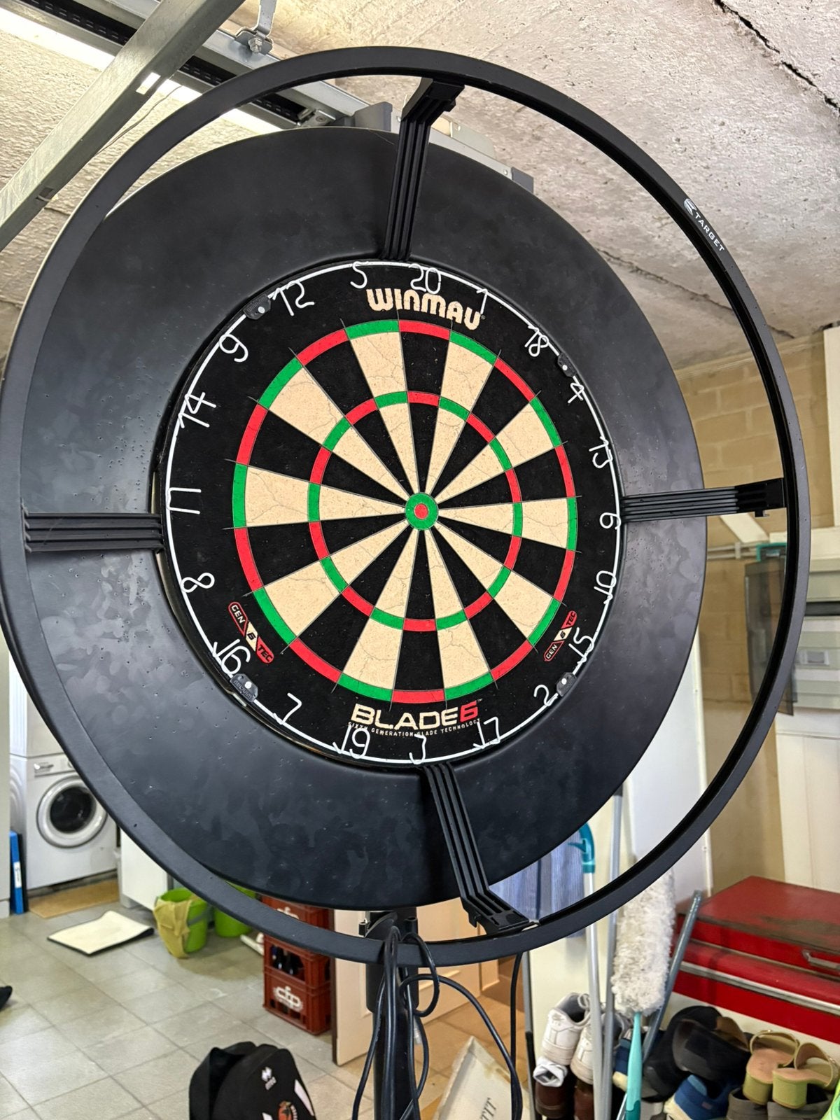 Complete Professionele Dartset winmau Blade 6, Ophalen, Zo goed als nieuw, Dartbord