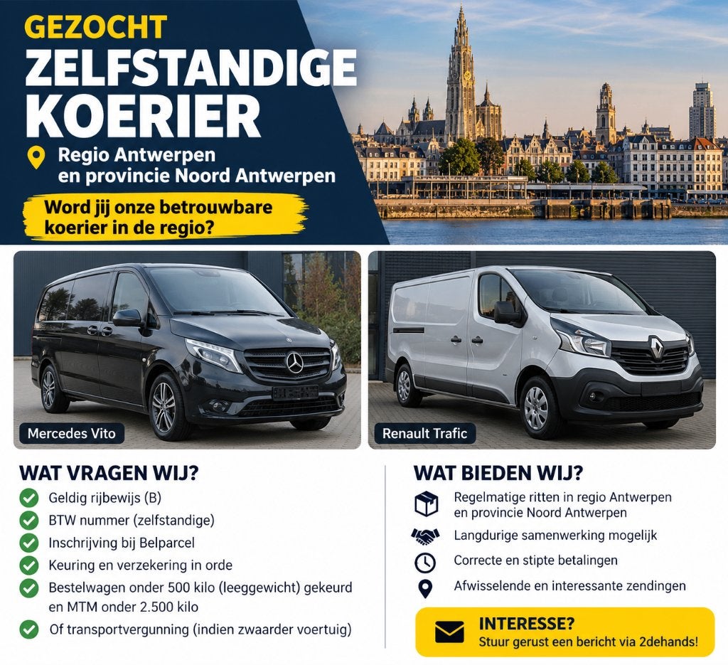 ZELFSTANDIGE KOERIERS GEZOCHT–ANTWERPEN & NOORD-ANTWERPEN