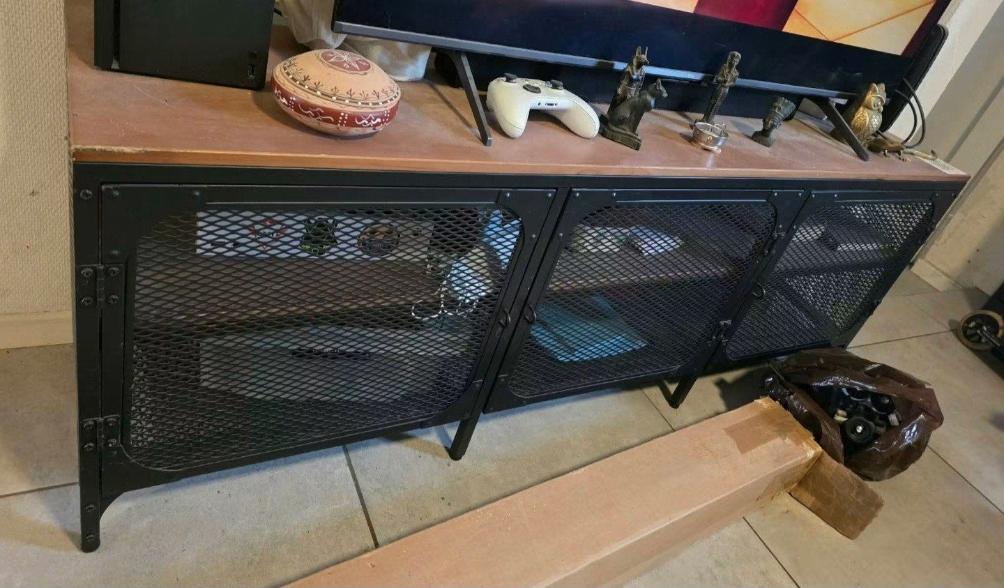 meuble tv bois métal très bon état 1m30 de long, Maison & Meubles, 25 à 50 cm, Comme neuf, 100 à 150 cm, Enlèvement