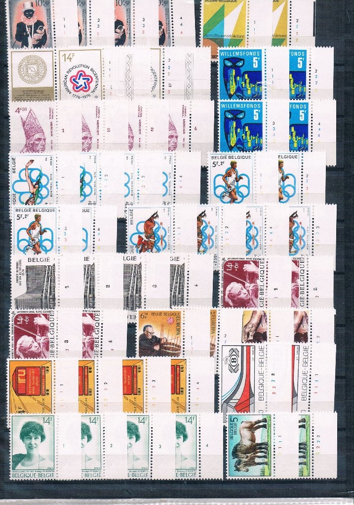 1976 : Timbres avec set de numéro de planche, Enlèvement ou Envoi, Non oblitéré