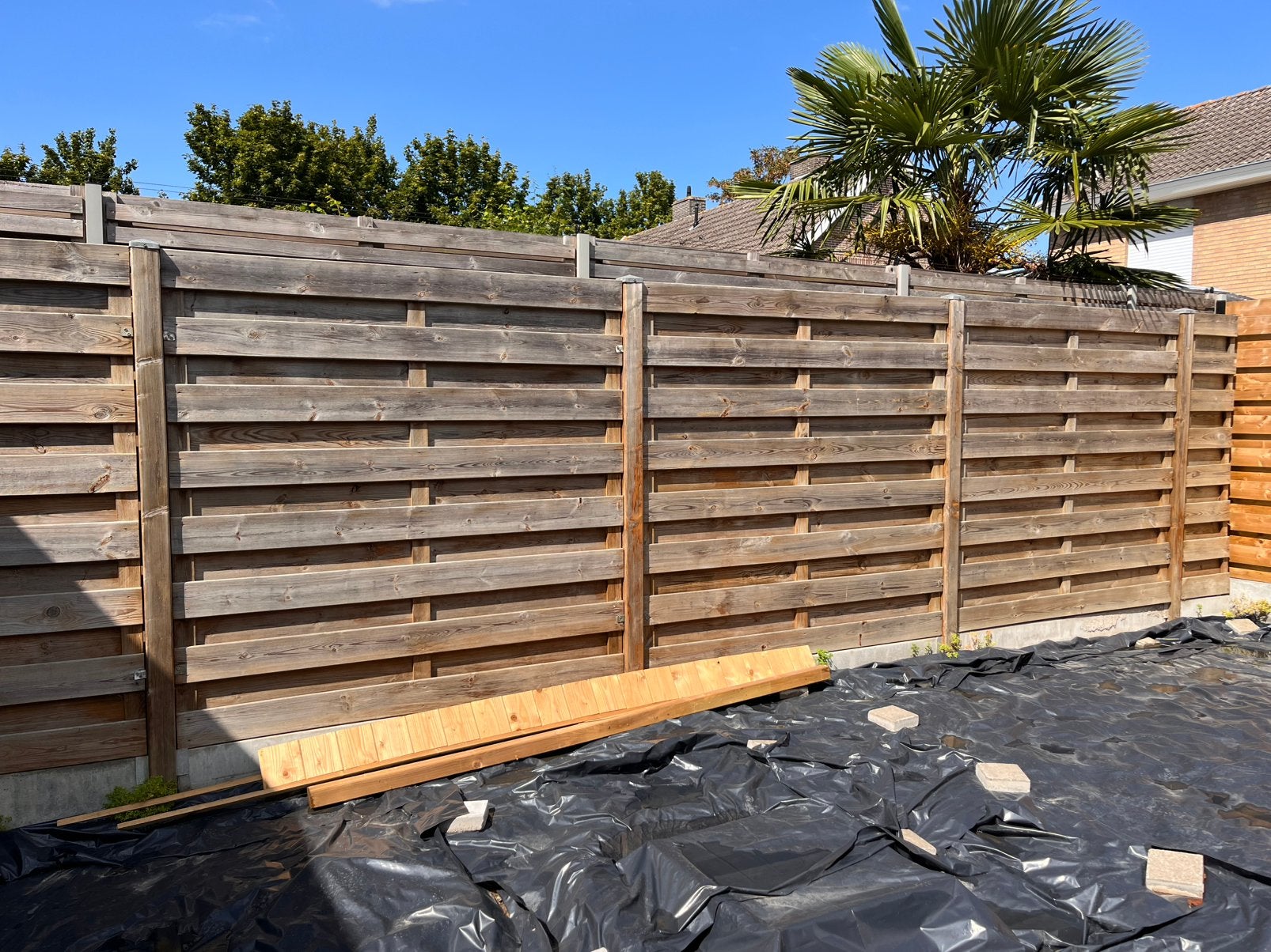 Tuinpanelen/tuinplaten/tuinafscheiding en poortje, Tuin en Terras, Schuttingen, Ophalen, Gebruikt, Hout