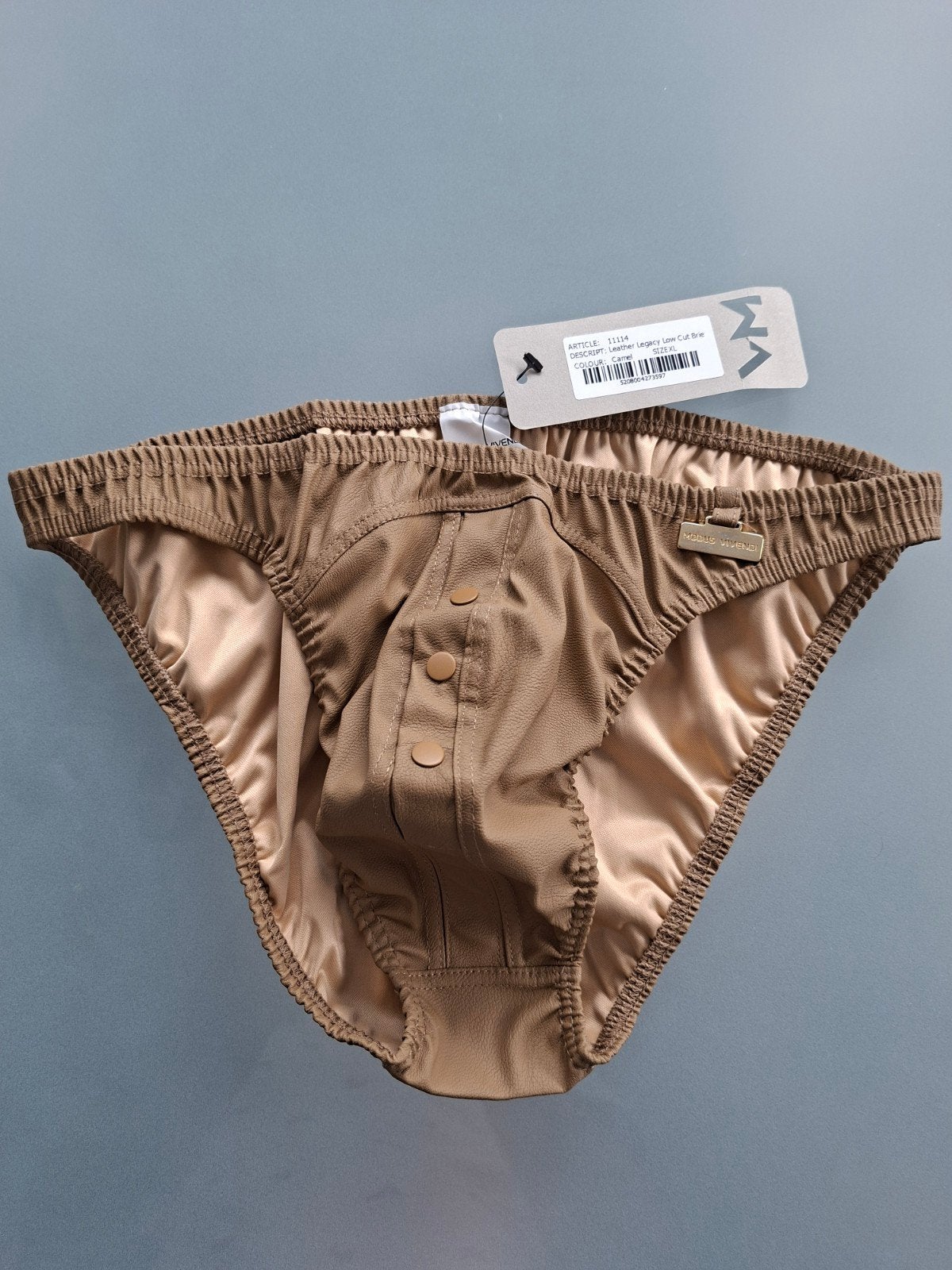 sexy lederen lock slip met  drukknopen nieuw, Vêtements | Hommes, Enlèvement ou Envoi, Brun, Slip