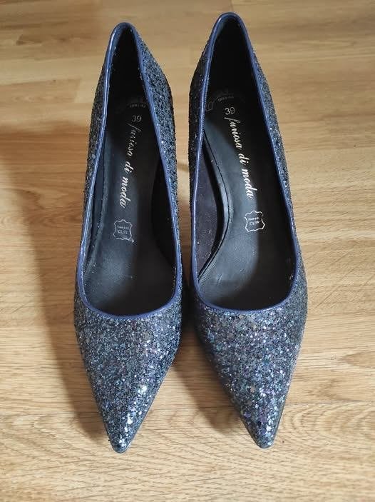 Furiosa Di Moda glitterpumps van leer - maat 39, Autre, Pumps, Blauw, Ophalen of Verzenden