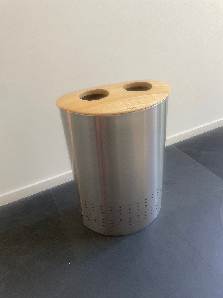 Kwalitatieve RVS wasmand Brabantia met twee sorteervakken, Comme neuf, Enlèvement, Panier à linge, Brabantia