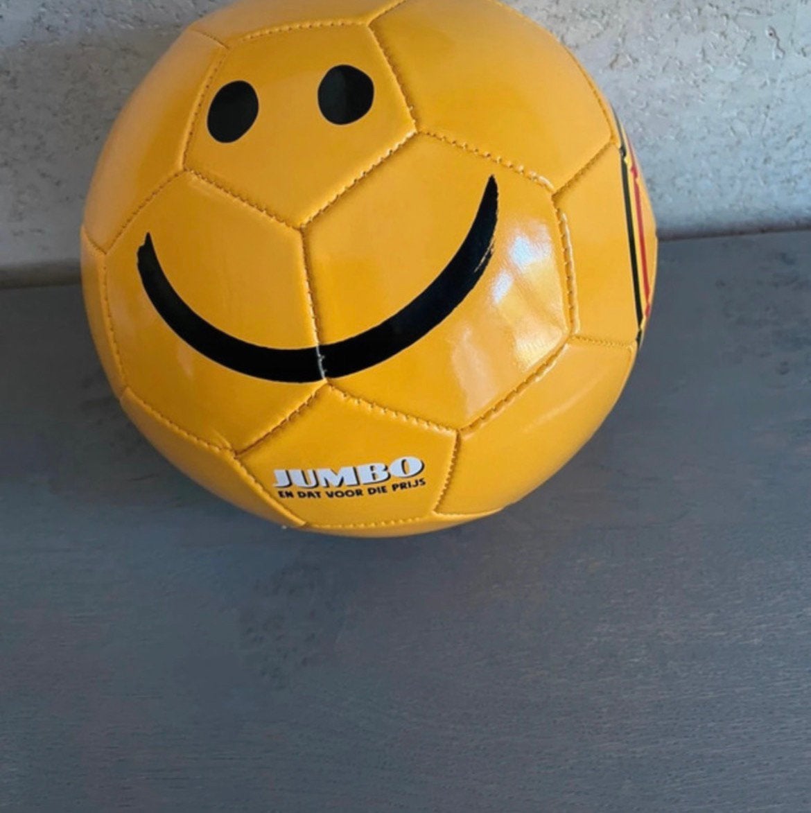 Vrolijke lederen Jumbo Smiley Voetbal WK, Ophalen of Verzenden, Zo goed als nieuw, Bal