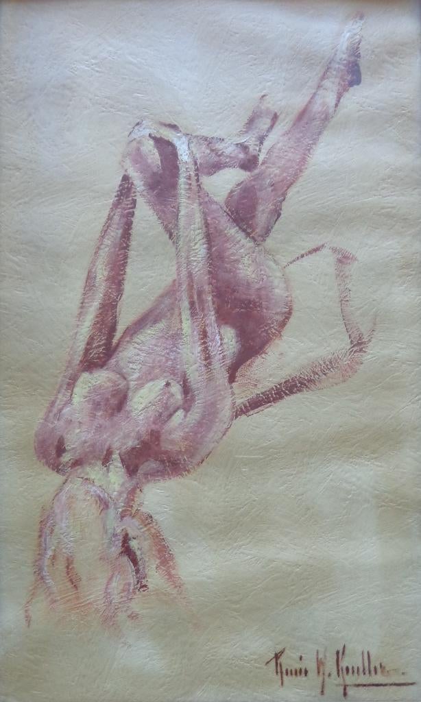 RENEE W. KUELLER / NAAKTE VROUW / ORIGINEEL / 52x32cm KADER, Ophalen of Verzenden