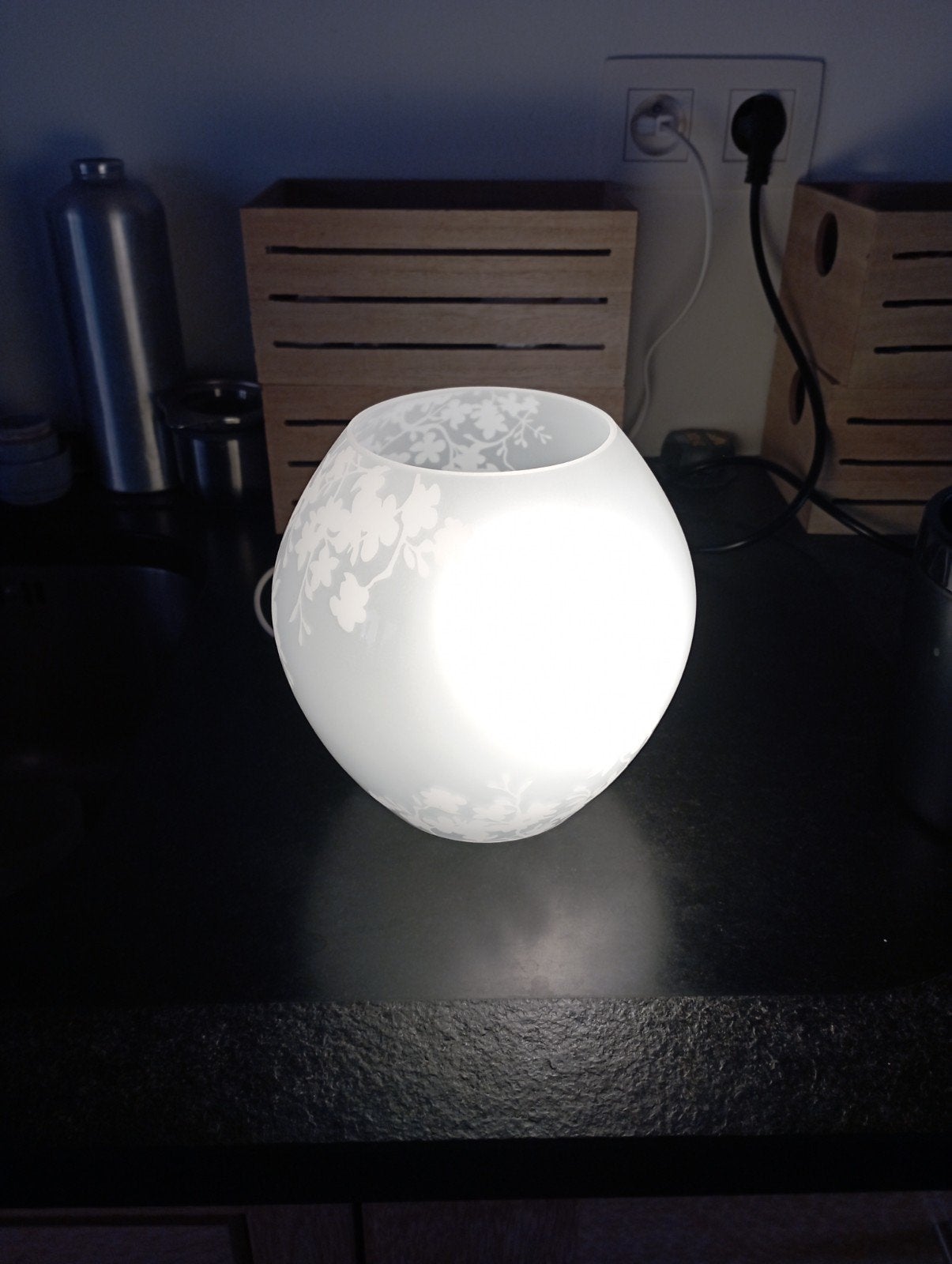 Lampe de chevet en verre blanc - En parfait état, Enlèvement, Blanc, Verre