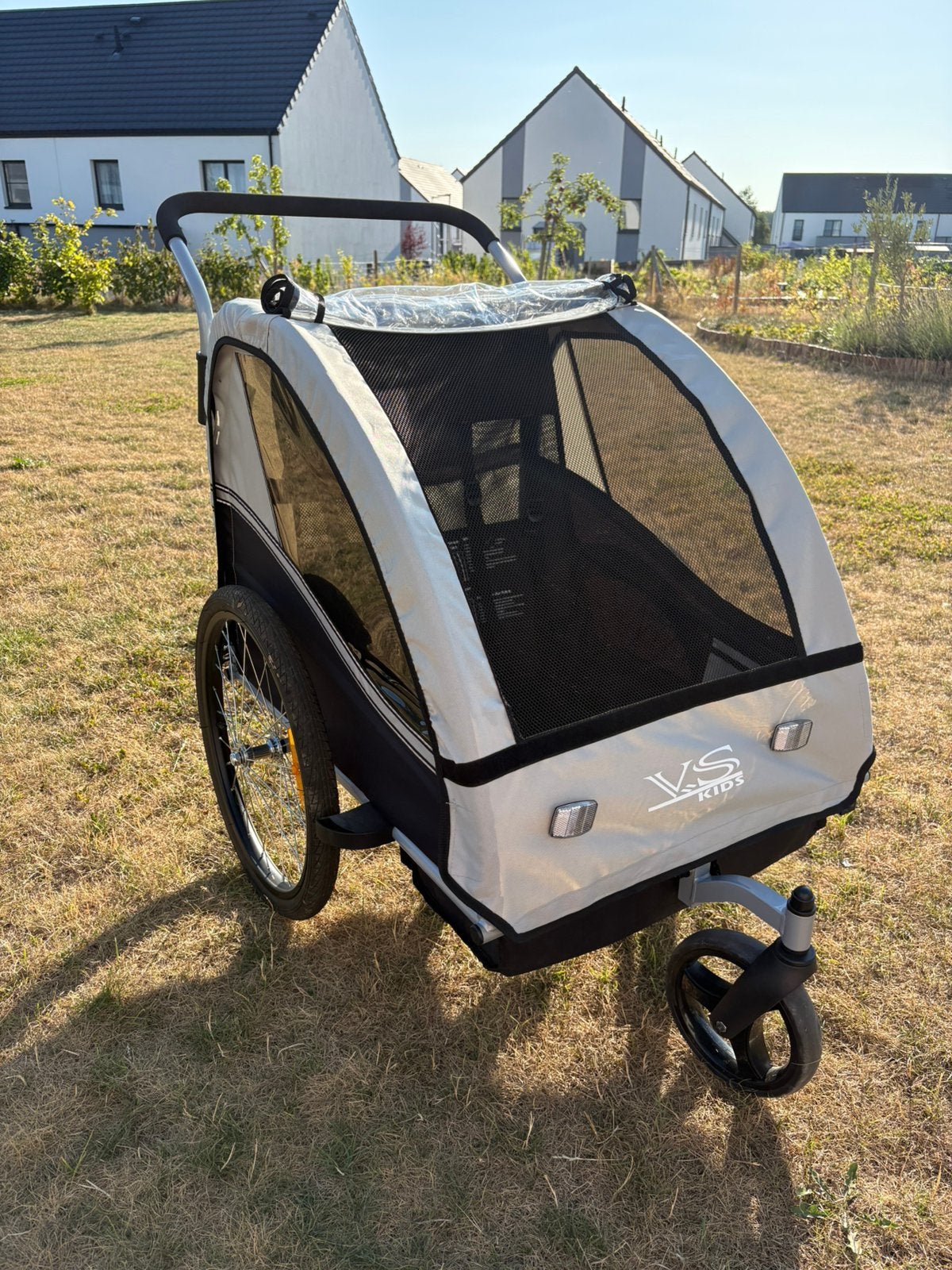 Fietskar - Kinderwagen - Zwart en grijs, Fietsen en Brommers, Ophalen, Zo goed als nieuw