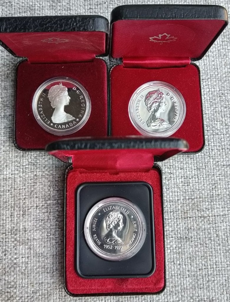 Zilver munten - Elizabeth II - 1977-1979-1985, Postzegels en Munten, Ophalen, Overige landen, Setje, Zilver