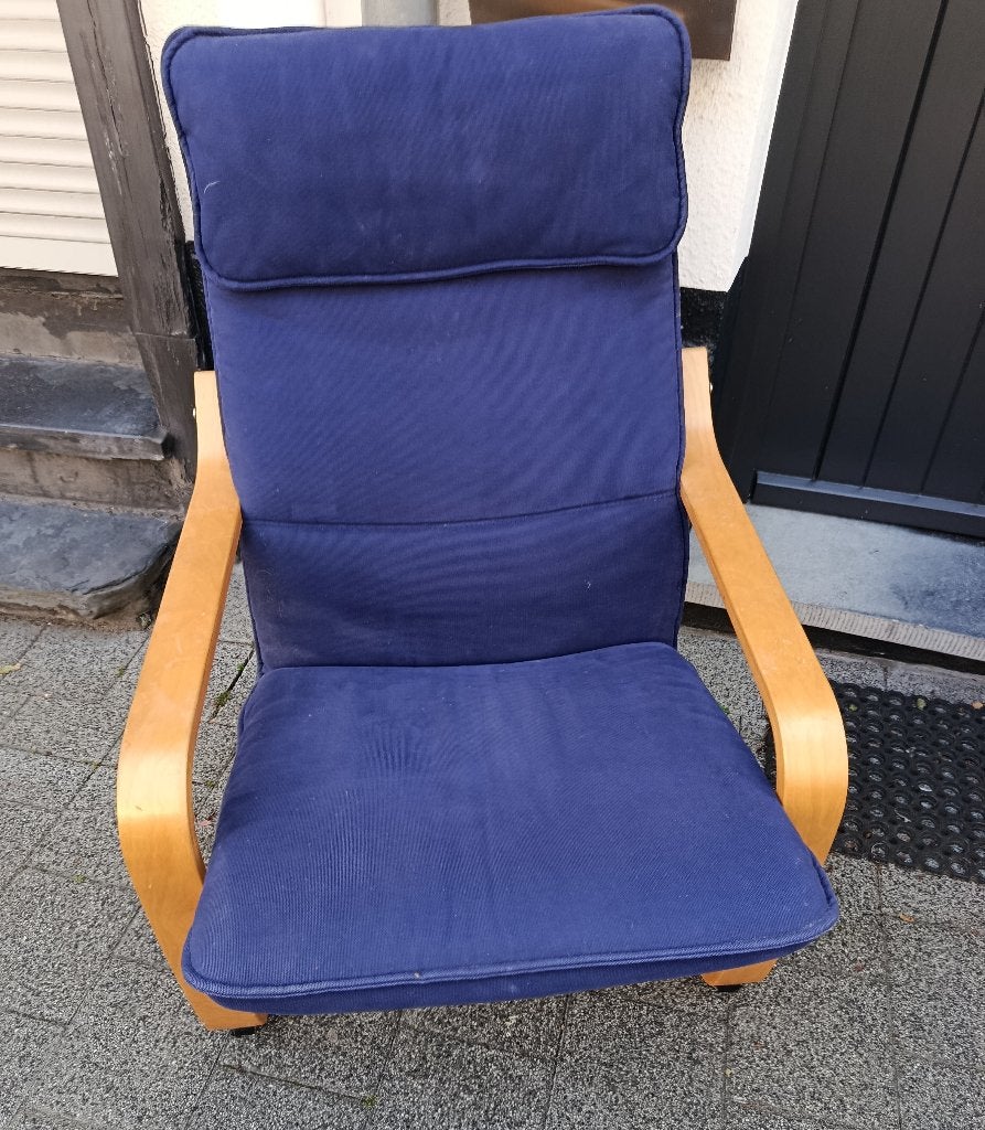Relaxstoel, Huis en Inrichting, Stoelen, Gebruikt, Blauw, Ophalen, Hout
