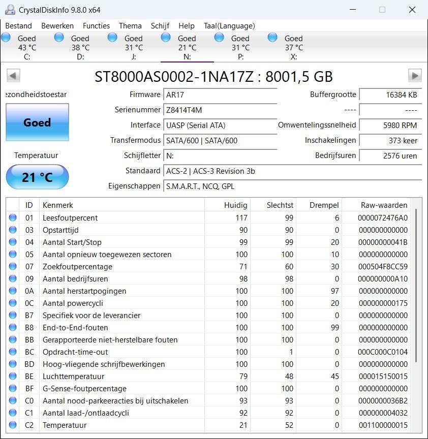 HDD 8TB Seagate, Computers en Software, Intern, Gebruikt, Ophalen of Verzenden, Seagate