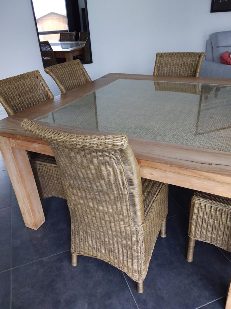 Lot de 6 chaises en rotin pour salle à manger., Enlèvement
