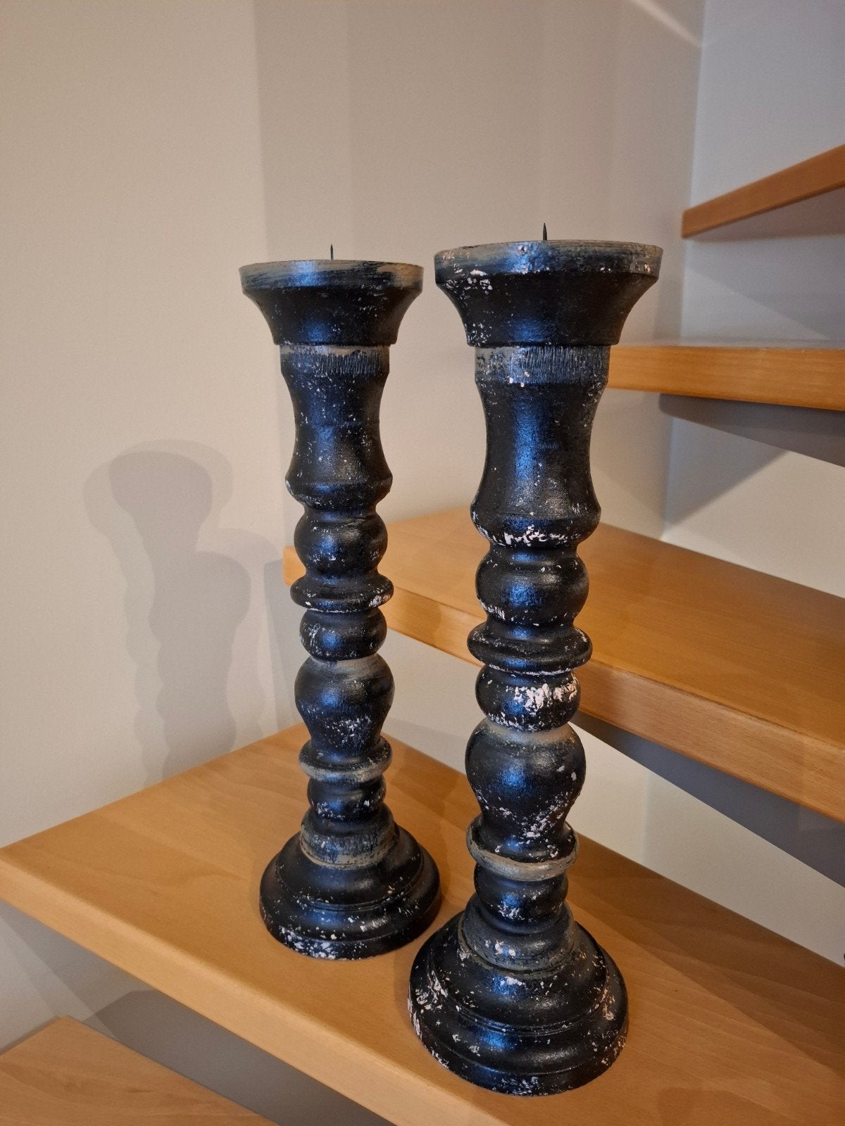 2 zwarte kandelaars, Ophalen, Zwart, 39 cm, Nieuw