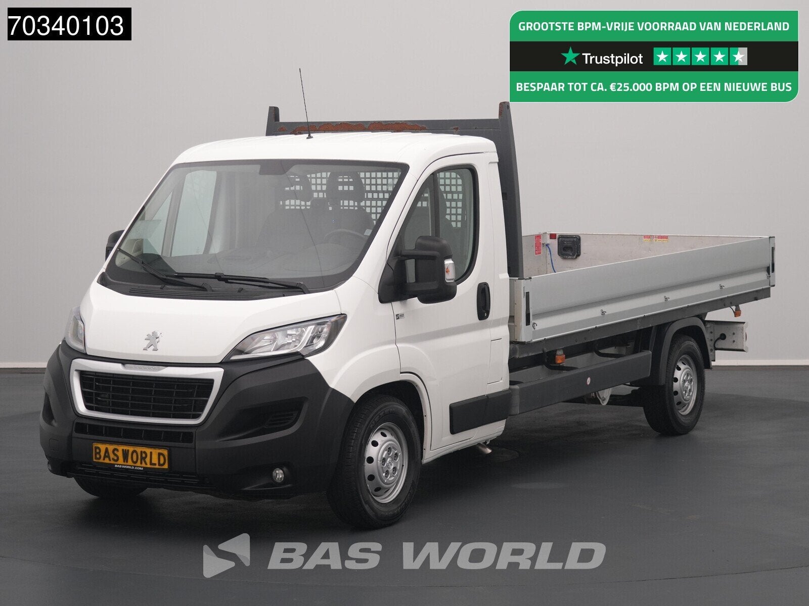 Peugeot Boxer 165PK Open Laadbak Airco Navi Trekhaak Euro6 P, Auto's, Stof, Gebruikt, 4 cilinders, 3000 kg