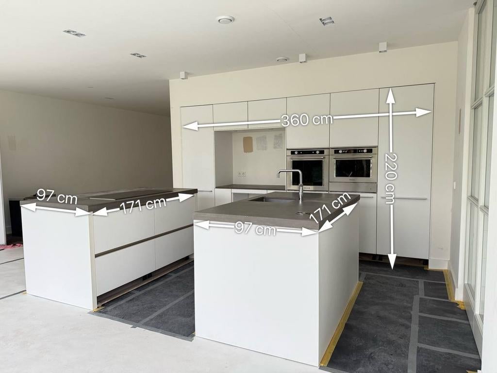 #9 SieMatic uitgeruste keuken met 2 eilanden, Ophalen, Wit, Composiet, Met kookeiland