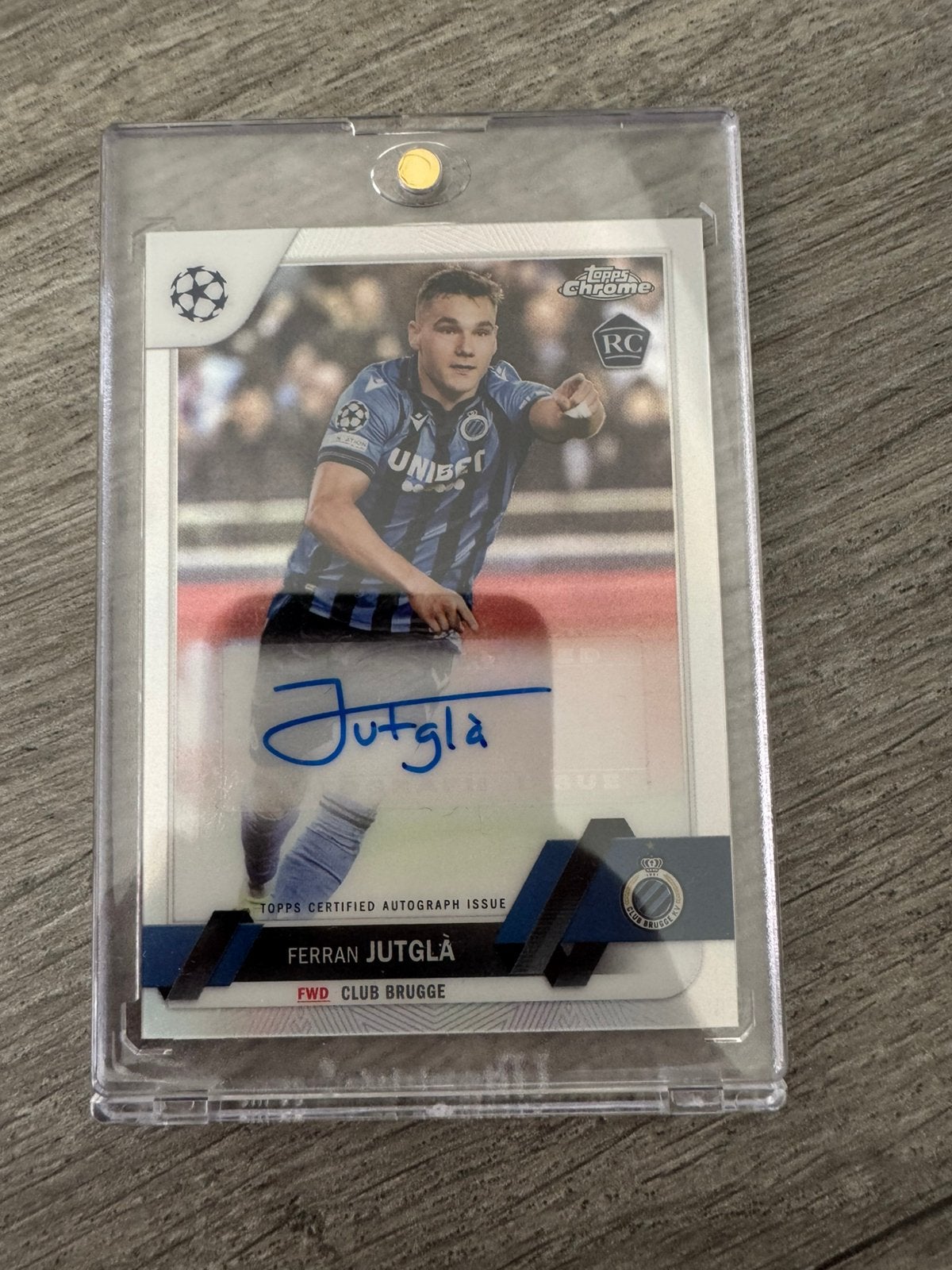 2022-23 Topps Chrome UCC Auto RC Ferran Jutgla Club Brugge, Ophalen, Zo goed als nieuw
