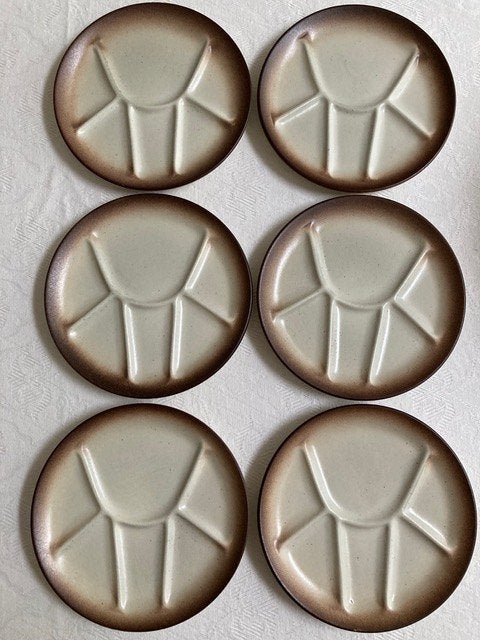 Six assiettes à fondue, Enlèvement ou Envoi, Comme neuf, Céramique, Assiettes(s)