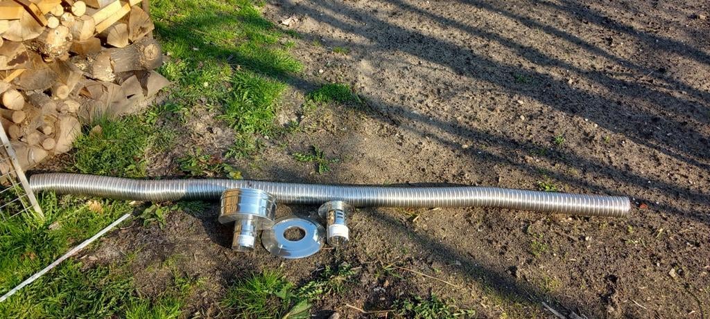 Inox afvoer rook kanaal met afdekplaat en regenkap, Ophalen, Nieuw