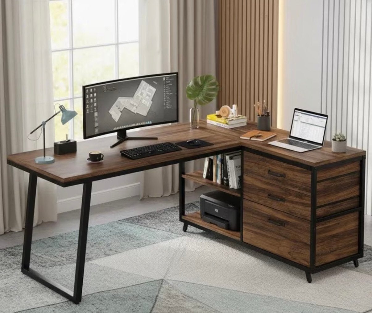 Hoek bureau NIEUW, Enlèvement, Comme neuf, Noir, Bureau d'angle