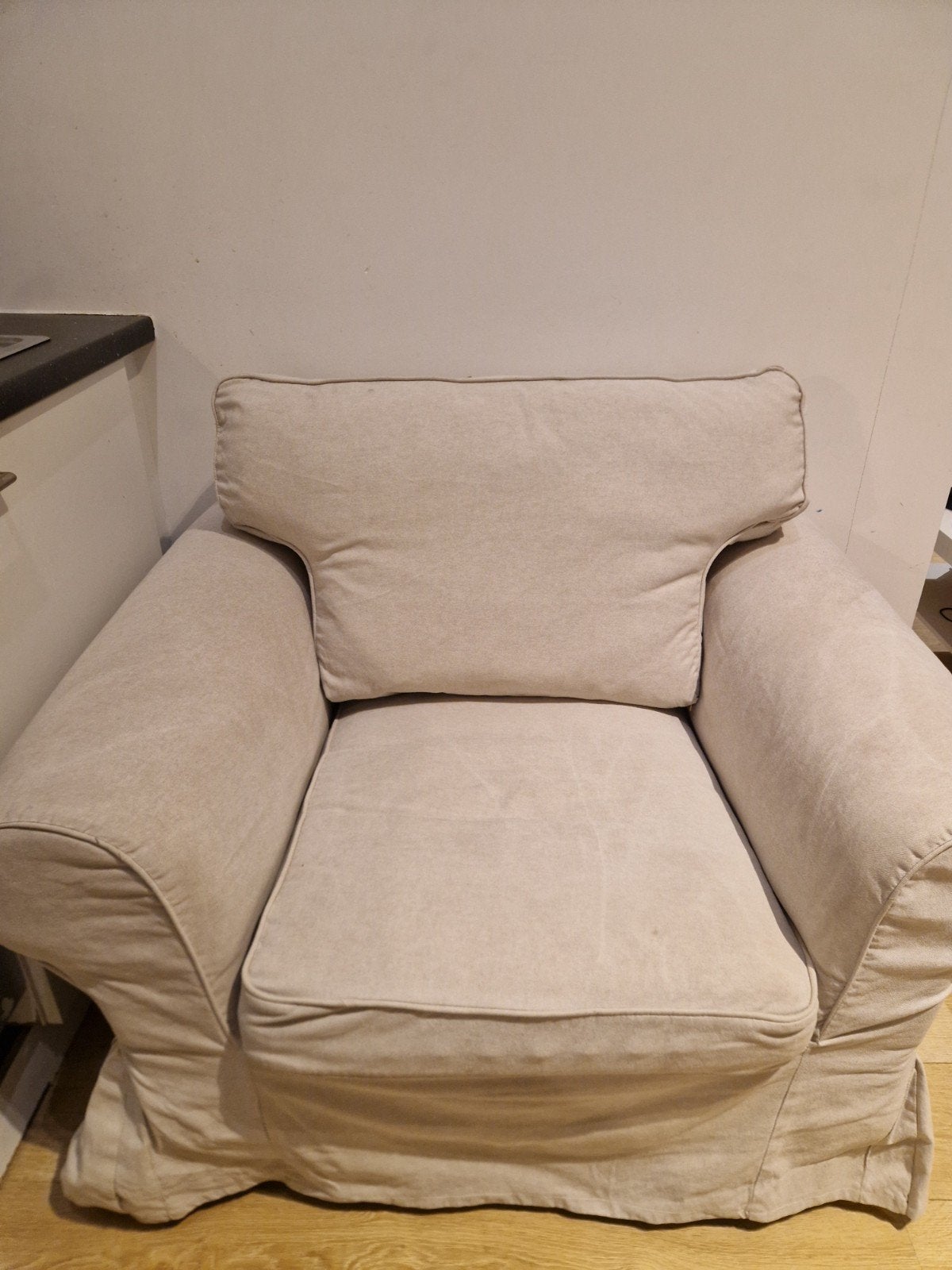 Ikea EKTORP Fauteuil, Kilanda lichtbeige, Ophalen, Zo goed als nieuw, Eenpersoons, Stof