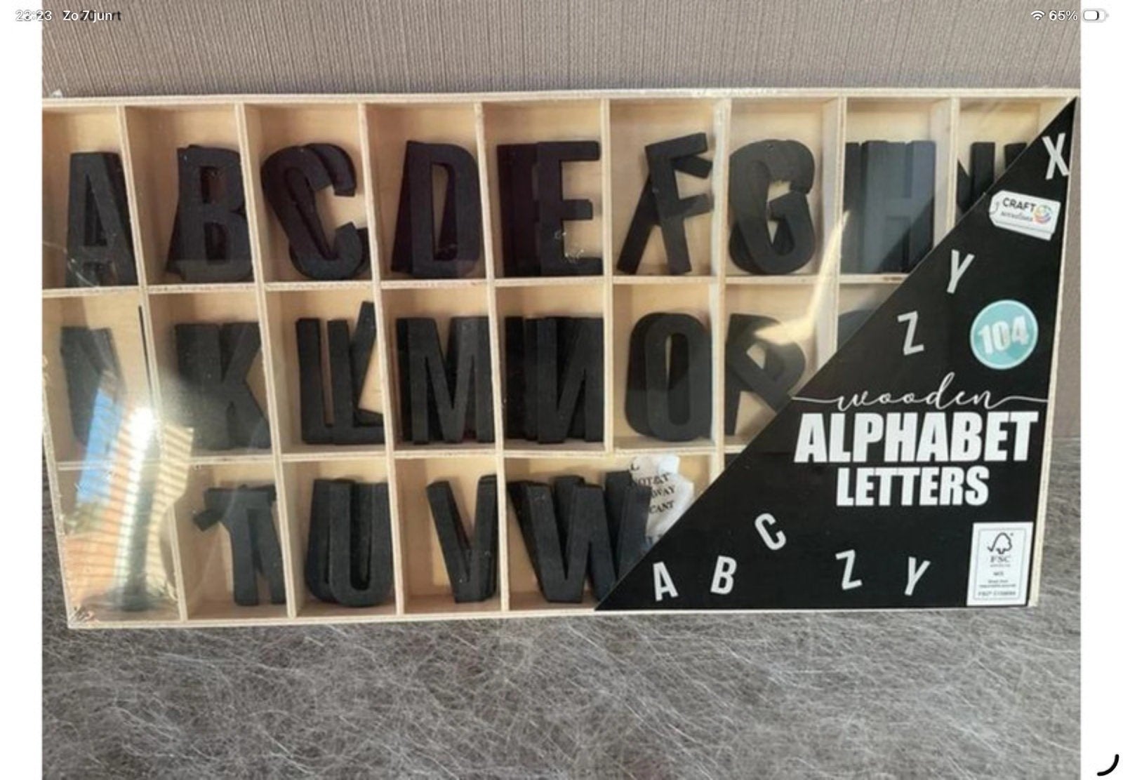 Nieuwe 104 delig houten abc letters, Hobby en Vrije tijd, Knutselen, Zwart, Nieuw, Knutselmateriaal, Hout
