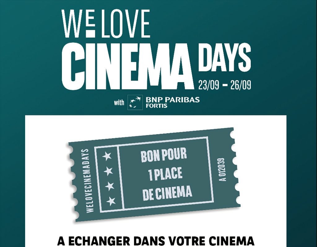 2 places cinéma We love cinema days, Tickets en Kaartjes, Twee personen, Overige typen