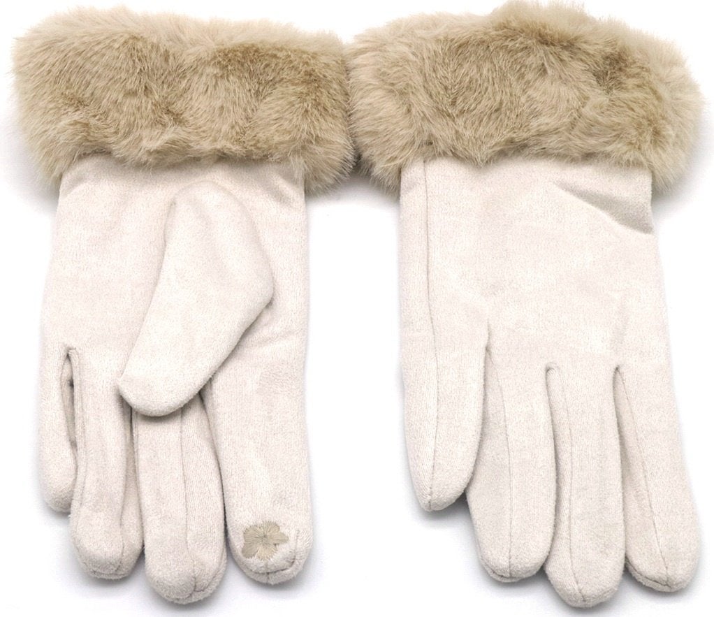 Handschoenen beige imitatiebond one size, Ophalen of Verzenden, Nieuw, Handschoenen