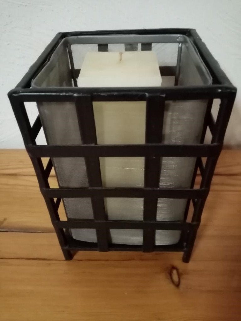nieuw metalen kaarsenstaander kandelaar 20cm/14cm + kaars, Zwart, Nieuw, Ophalen of Verzenden, Metaal
