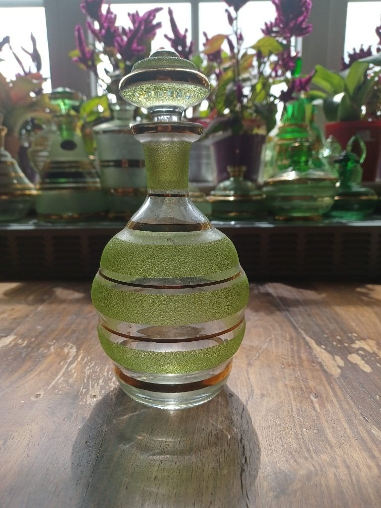 Booms Glas Karaf Groen Goud (21x10 cm), Antiek en Kunst, Verzenden