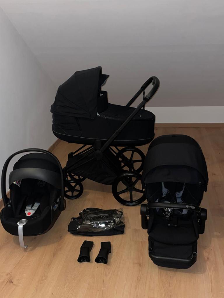 Cybex Priam 3 noir/noir avec siège auto Cloud Z -Size Plus, Enlèvement, Comme neuf, Poussette