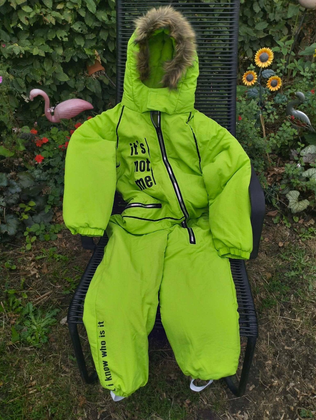 Sneewpak kinderen felgroen met capuchon en bontkraag en teks, Kleding | Dames, Ophalen of Verzenden, Nieuw