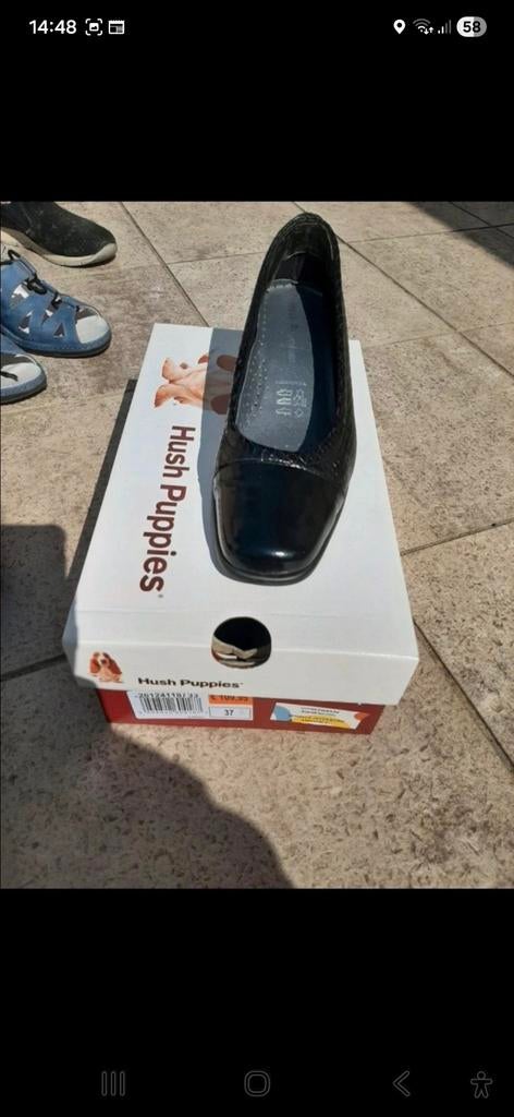 Hush puppies instappers, Ophalen of Verzenden, Zwart, Instappers