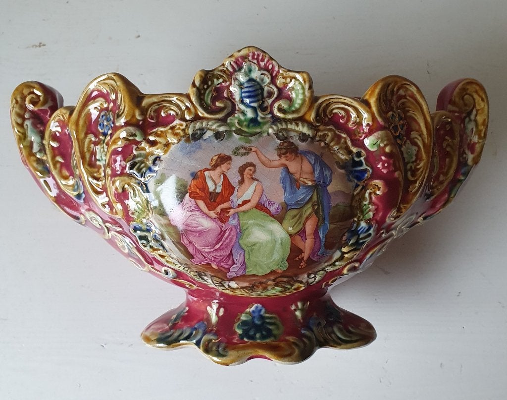 Jardinière richement décorée, style rococo 30x18 cm, Antiquités & Art, Enlèvement ou Envoi