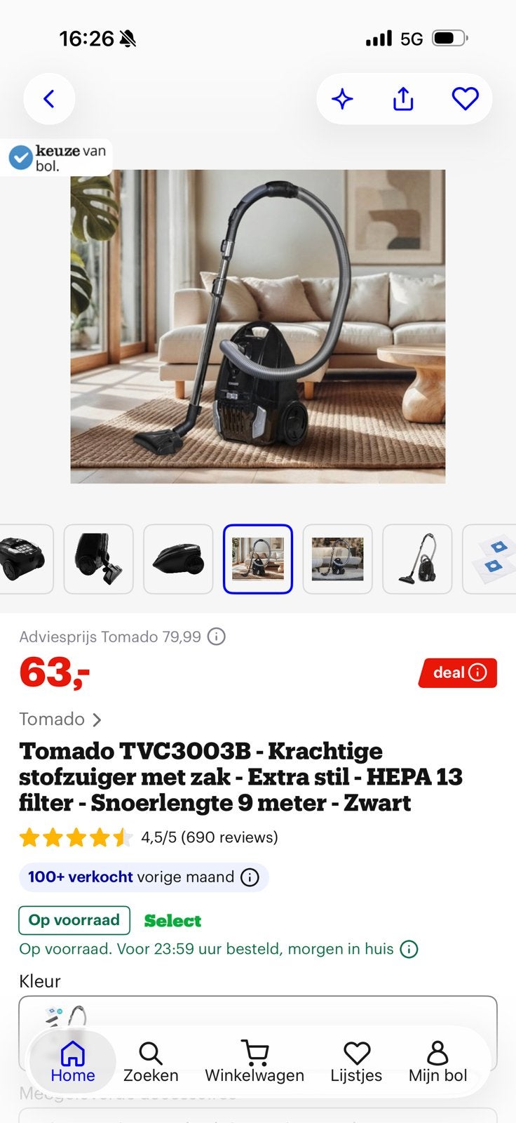 Tomado stofzuiger te koop, Elektronische apparatuur, Ophalen, Zo goed als nieuw