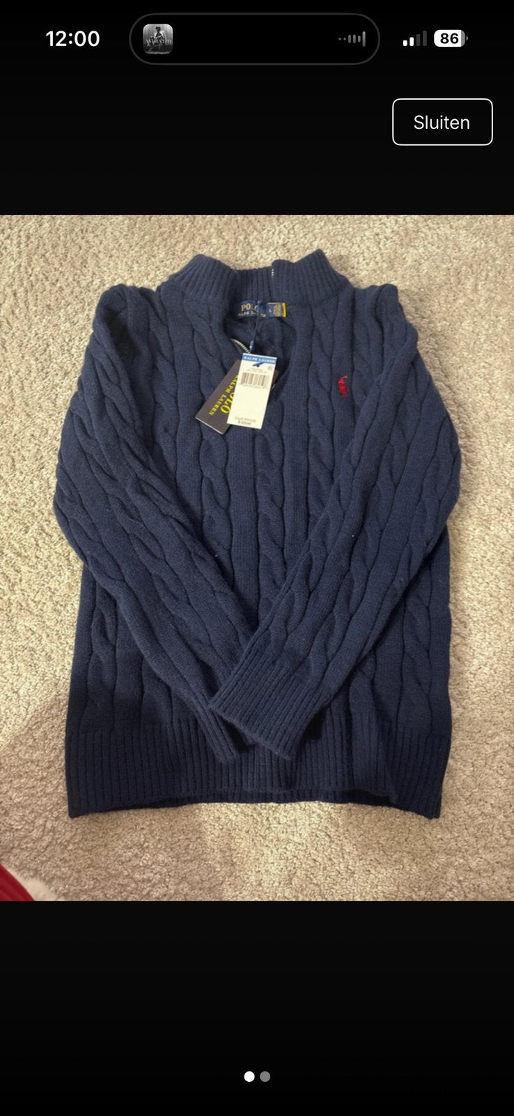 Half zip trui - Ralph Lauren, Ophalen, Zo goed als nieuw, Maat 52/54 (L), Blauw