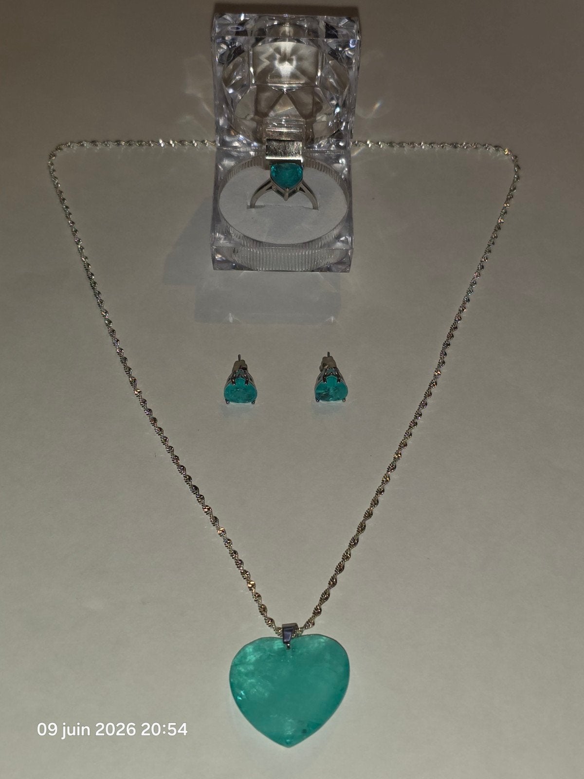 Ensemble en argent sterling avec tourmaline paraiba, Bijoux, Sacs & Beauté, Colliers, Enlèvement, Bleu, Argent