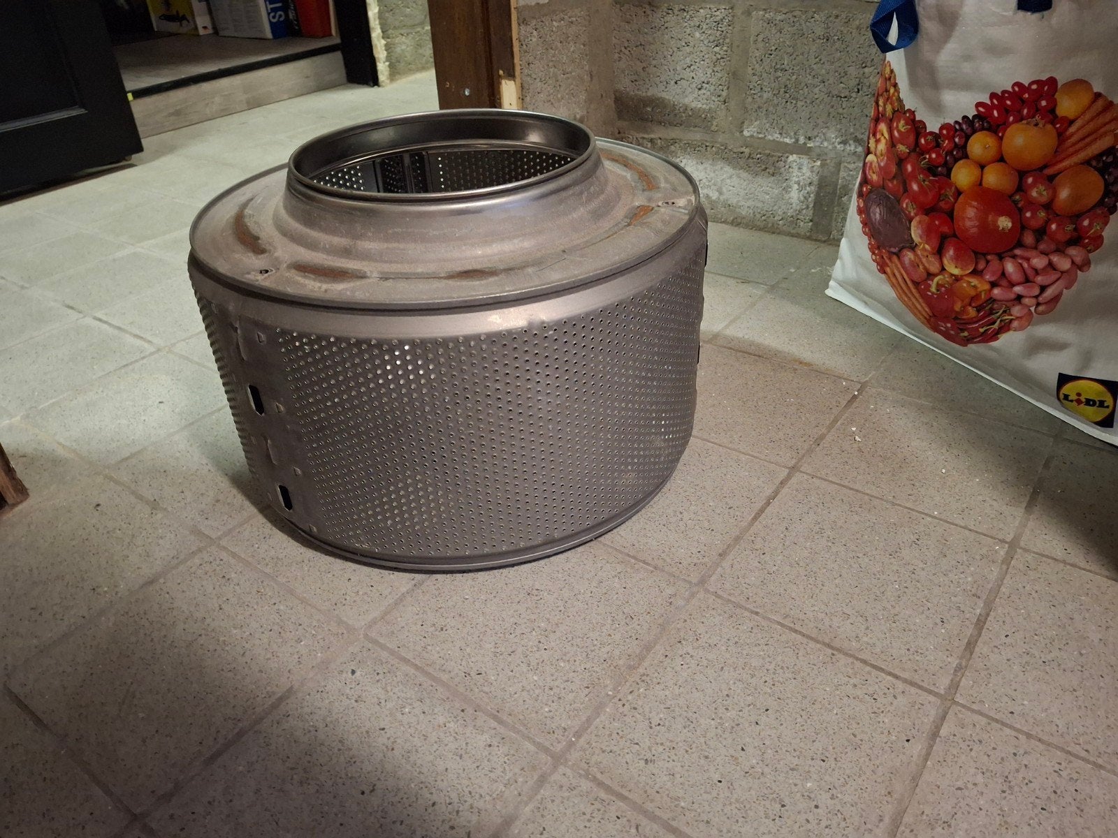 Baril à feu, tambour de lavage, Enlèvement, Foyer