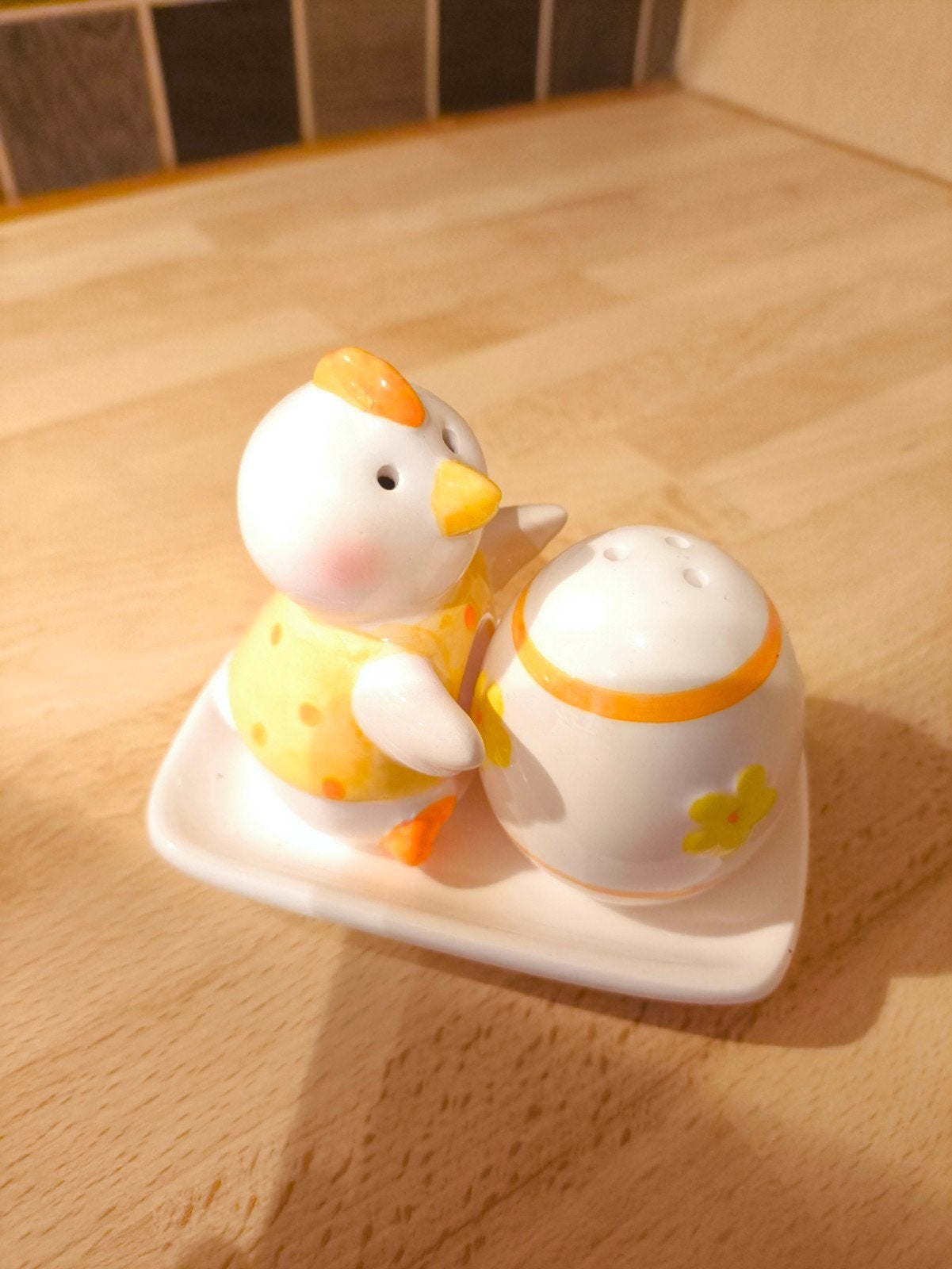 Salière et poivrière décoratives poule, Enlèvement ou Envoi, Céramique, Plateau