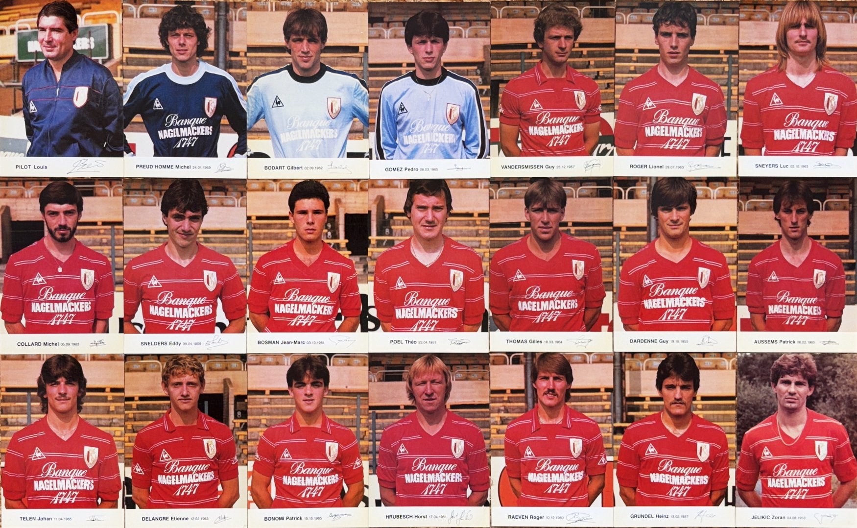21 cartes de joueur du Standard de Liège - saison 1984/1985, Envoi, Comme neuf, Cartes de joueur