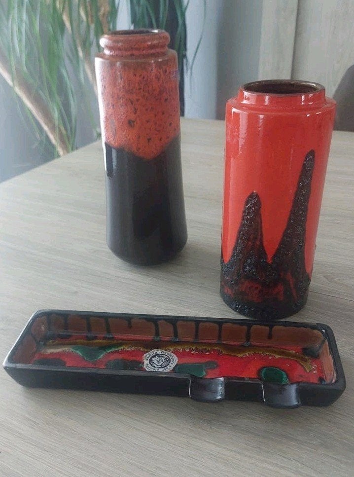 Mid-Century Modern Keramiek Set – Scheurich 'Super Color' &, Antiek en Kunst, Curiosa en Brocante, Ophalen of Verzenden