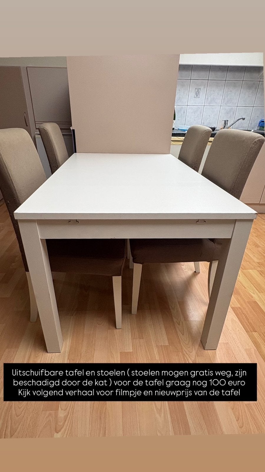 Verstelbare tafel van 4 naar 6 personen plus stoelen, Enlèvement, Utilisé