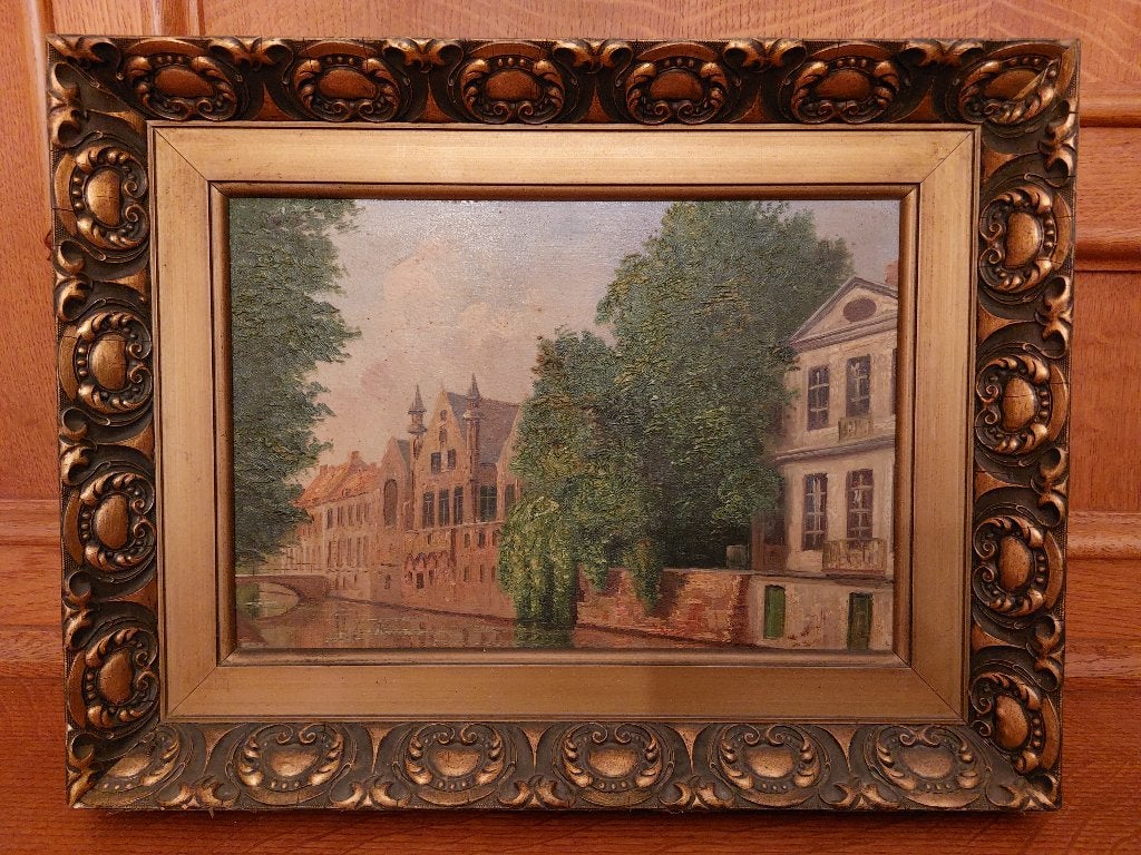 Peinture de paysage urbain classique, Antiquités & Art, Enlèvement, Classique, Cadre spécial, Paysage urbain / rural