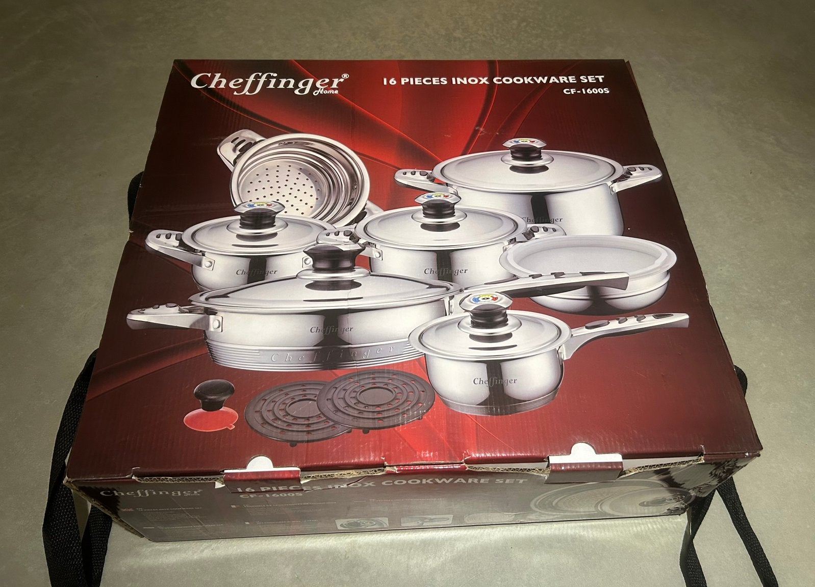 Cheffinger CF-1600S 16-delige pannenset – nieuw, Inox, Nieuw, Pannenset, Ophalen of Verzenden