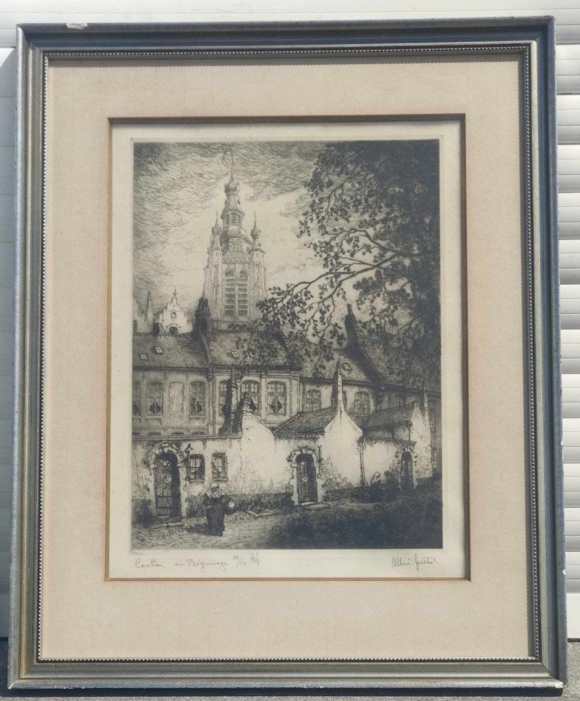 gravure courtrai signe albert goethals, Enlèvement ou Envoi, Gravure