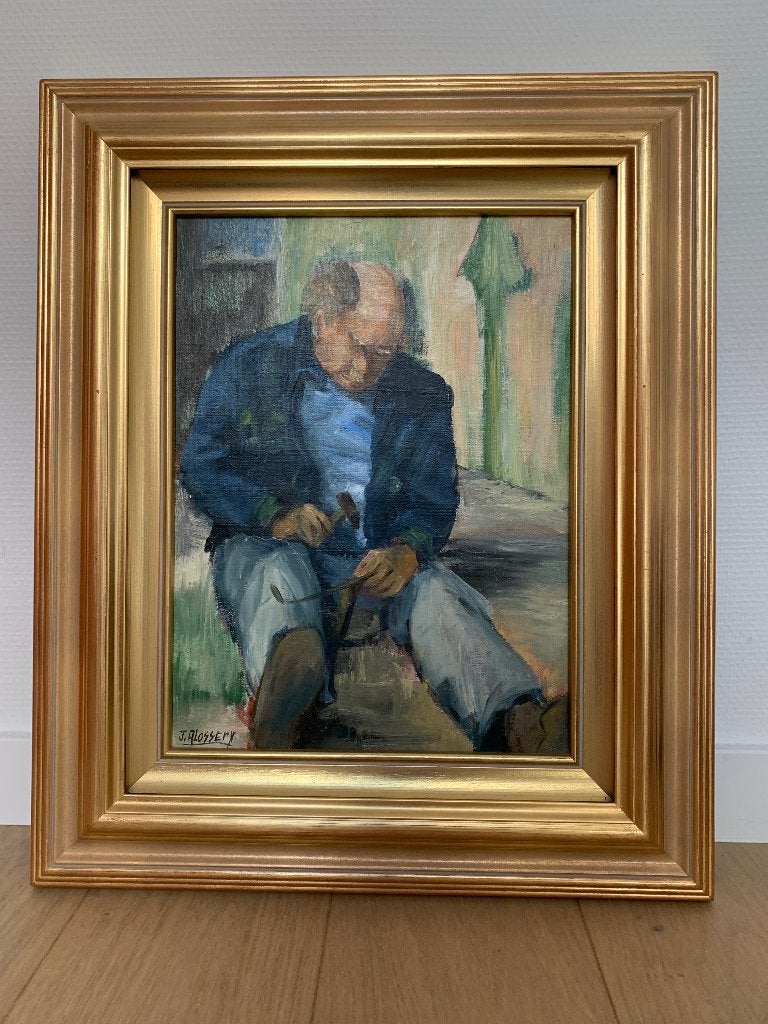 Schilderij John Alossery, Portrait ou Personnes, Enlèvement, Signé, Peinture à l'huile