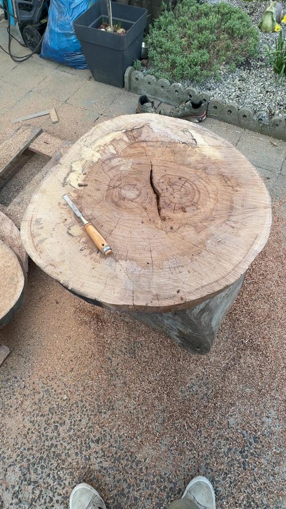 Table de salon en chene massif, Huis en Inrichting, Tafels | Salontafels, Zo goed als nieuw, Rond, Eikenhout, Ophalen