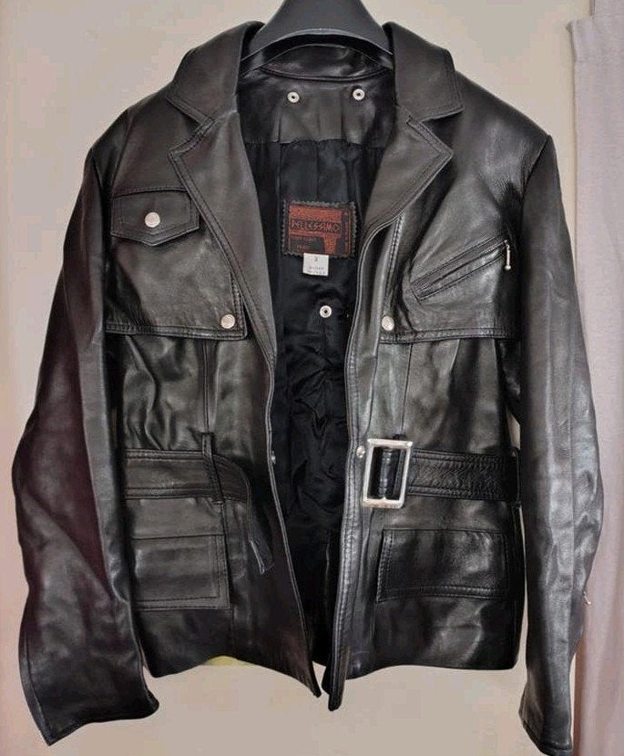 Veste en cuir véritable medium pour femme  Pellessimo Paris., Taille 38/40 (M), Enlèvement ou Envoi, Pellessimo, Porté