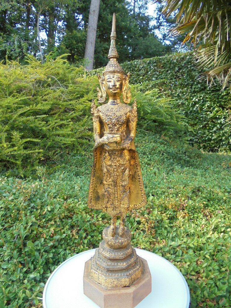 Boeddha rattanakosin style 19de eeuw brons verguld, Antiquités & Art, Art | Sculptures & Bois, Statue, Enlèvement ou Envoi, Asie