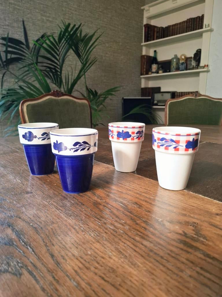 Vintage bekers Boch Boerenbont - set van 4, Ophalen of Verzenden
